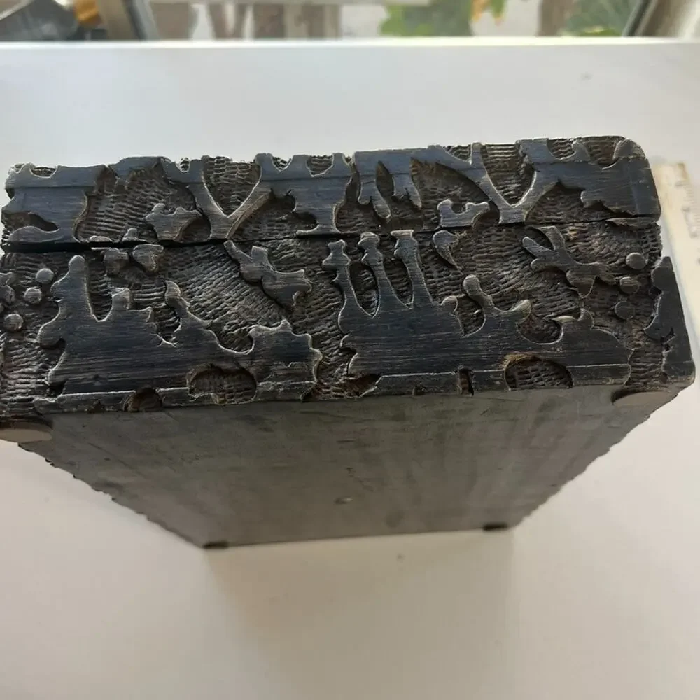 Dentwood Decorative Wooden Box Mango Weathered Black Medium Textured Brady Gray